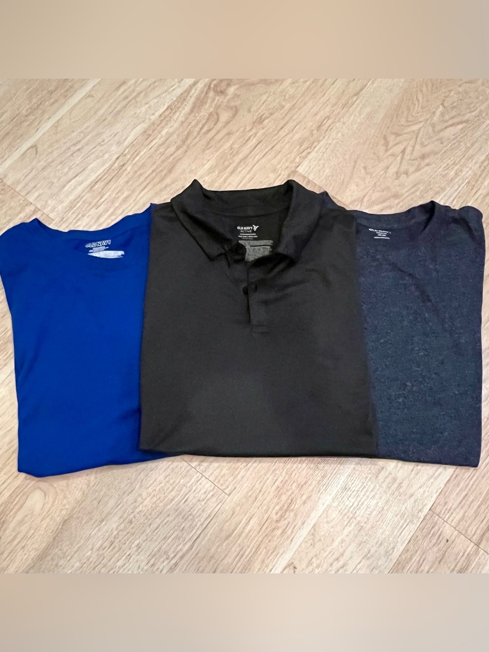 3 Old Navy Boys XXL short sleeves, Dark Grey Athletic Polo, Blue and Navy Ts.